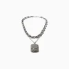 BERSHKA Collar placa Plata Flash Sale