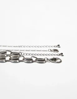 BERSHKA Collar placa Plata Flash Sale