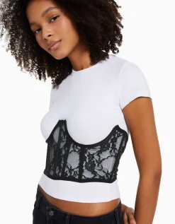 BERSHKA Corsé encaje Negro Best
