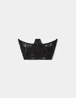 BERSHKA Corsé encaje Negro Best