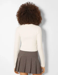 BERSHKA Cárdigan cuello polo botones Arena Clearance