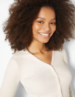 BERSHKA Cárdigan cuello polo botones Arena Clearance