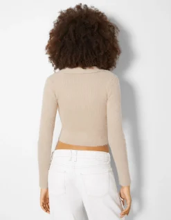 BERSHKA Cárdigan cuello polo botones Arena Best