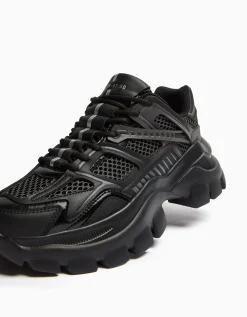BERSHKA Deportivas combinadas rejilla hombre Negro Outlet