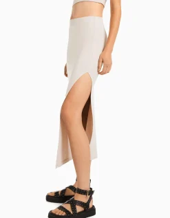 BERSHKA Falda larga algodón Negro Shop