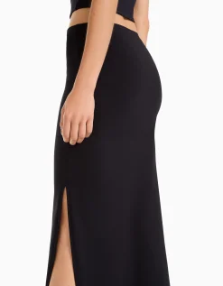 BERSHKA Falda midi Negro Cheap