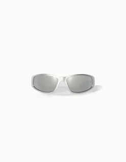 BERSHKA Gafas cromadas Plata Discount