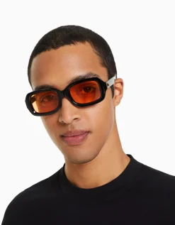 BERSHKA Gafas de sol ovaladas Naranja Shop