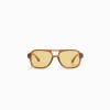 BERSHKA Gafas retro efecto carey Marrón Shop