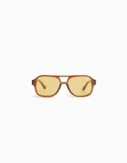 BERSHKA Gafas retro efecto carey Marrón Shop