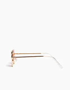 BERSHKA Gafas sol montura metálica Amarillo Best