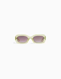 BERSHKA Gafas sol rectangulares Verde Fashion