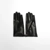BERSHKA Guantes cremallera efecto piel Negro Best Sale