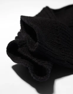 BERSHKA Guantes mitones largos Negro Clearance