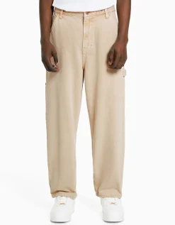 BERSHKA Jeans baggy carpenter Blanco roto Fashion