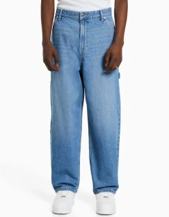 BERSHKA Jeans baggy carpenter Blanco roto Fashion