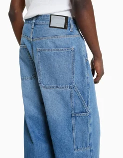 BERSHKA Jeans baggy carpenter Blanco roto Fashion
