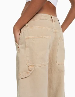 BERSHKA Jeans baggy carpenter Blanco roto Store