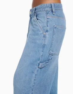 BERSHKA Jeans baggy carpenter Blanco roto Shop