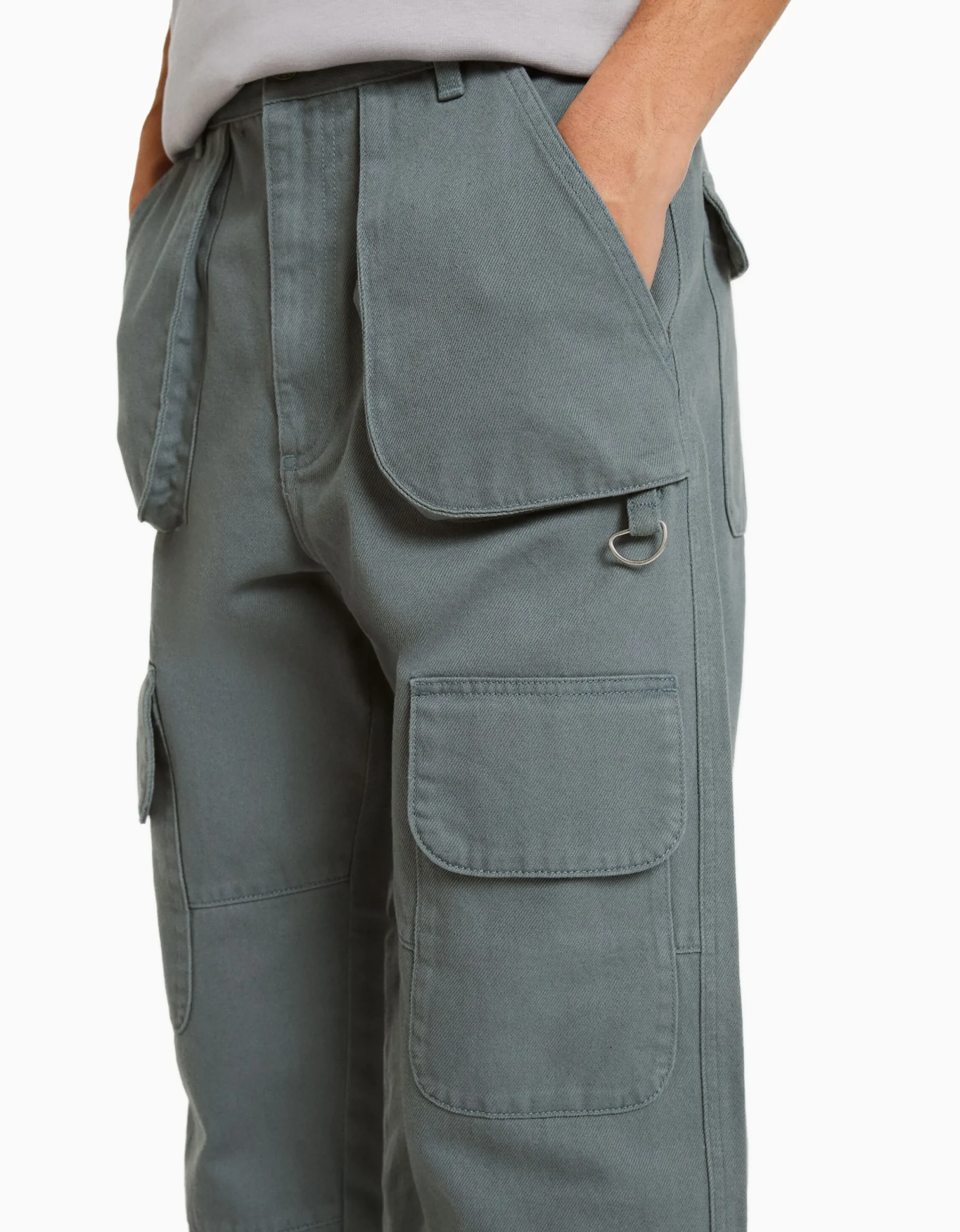 BERSHKA Jeans cargo multipocket Azul Discount