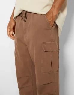 BERSHKA Jeans cargo parachute Negro Clearance