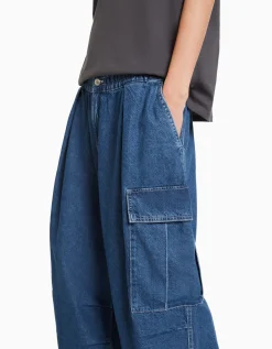 BERSHKA Jeans cargo volumen Azul lavado Shop