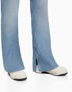 BERSHKA Jeans confort abertura lateral Azul Cheap