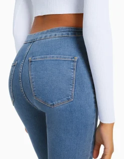 BERSHKA Jeans jegging super high waist Azul Store