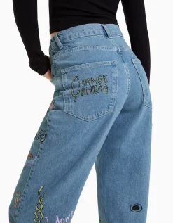 BERSHKA Jeans jogger grafiti Azul lavado Shop