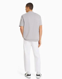BERSHKA Jeans loose rotos Blanco Discount