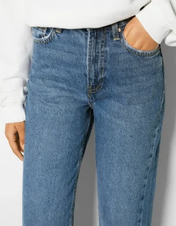 BERSHKA Jeans mom Azul Sale