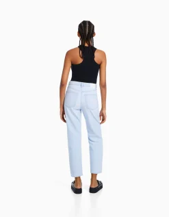 BERSHKA Jeans mom Azul lavado Cheap