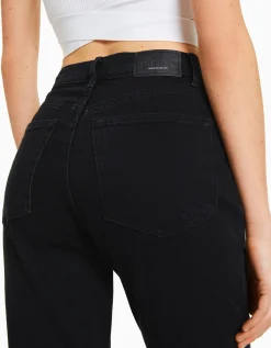 BERSHKA Jeans mom slim confort Azul lavado Best