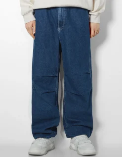 BERSHKA Jeans parachute Azul Cheap