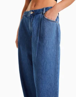 BERSHKA Jeans 90's pliegues Azul lavado Best Sale