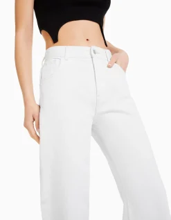BERSHKA Jeans 90's wide leg Blanco roto Cheap