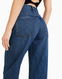 BERSHKA Jeans 90's wide leg Blanco roto Best Sale