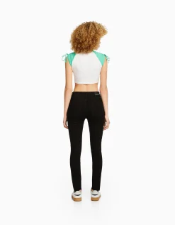 BERSHKA Jeans skinny high waist Azul Discount
