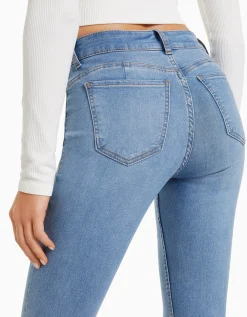 BERSHKA Jeans skinny push up Azul Fashion