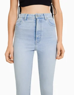 BERSHKA Jeans skinny super high waist Azul Cheap