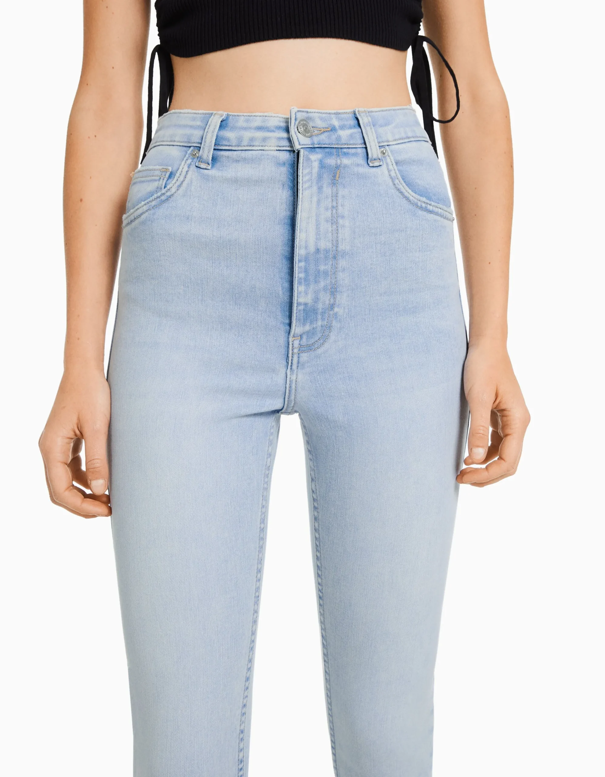 BERSHKA Jeans skinny super high waist Azul Cheap