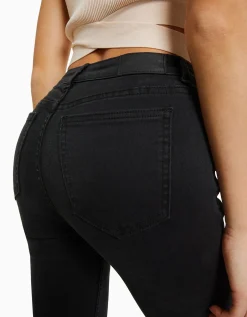 BERSHKA Jeans skinny vintage tiro bajo Azul Shop