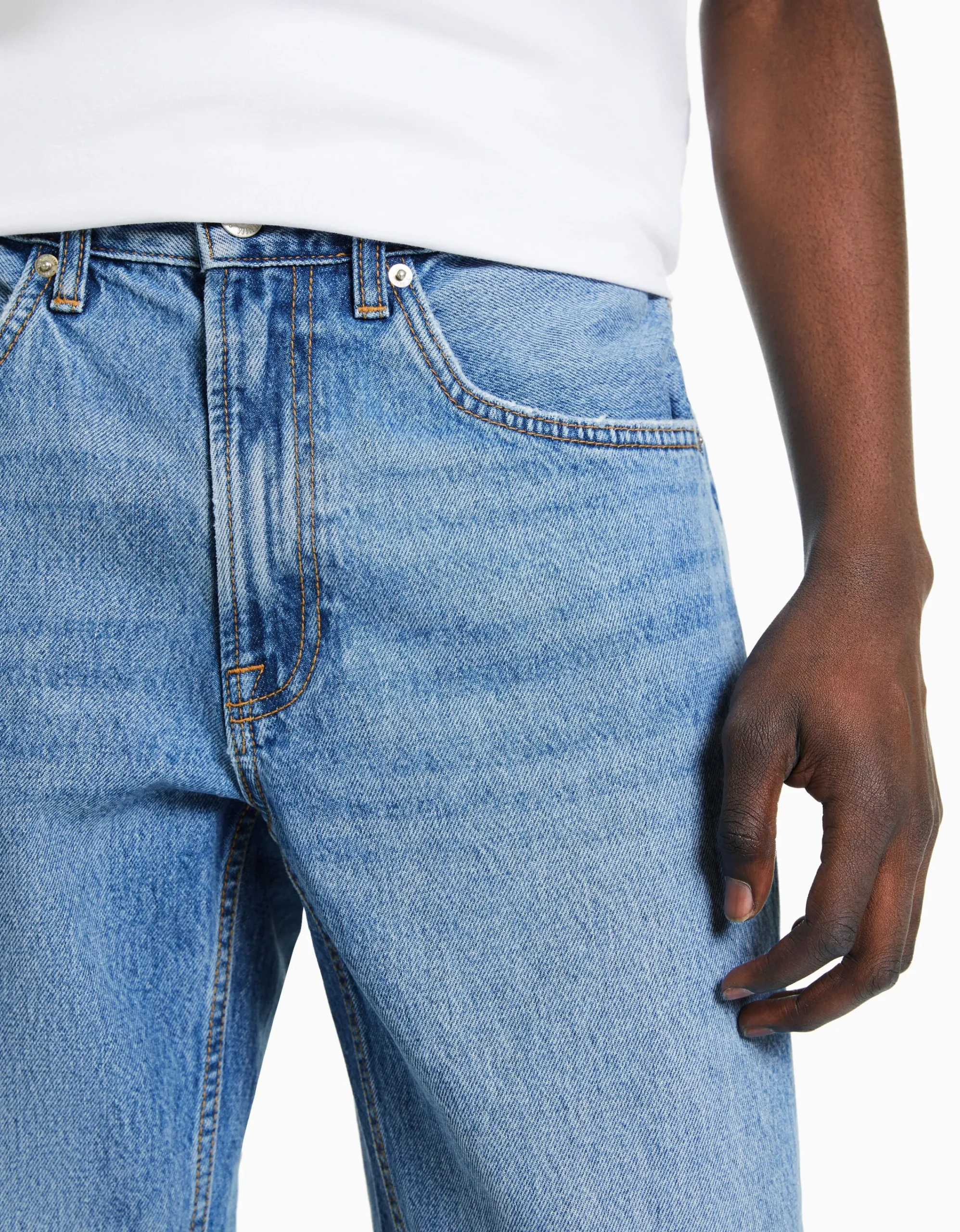 BERSHKA Jeans straight vintage Azul lavado Best