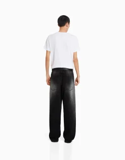 BERSHKA Jeans super baggy efecto desgastado Negro Online