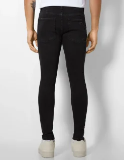 BERSHKA Jeans super skinny rotos Azul Hot