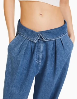 BERSHKA Jeans tailoring cintura Azul lavado Flash Sale