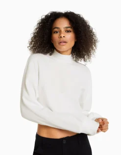 BERSHKA Jersey cropped Verde Discount