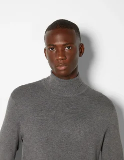 BERSHKA Jersey cuello alto Negro Best Sale