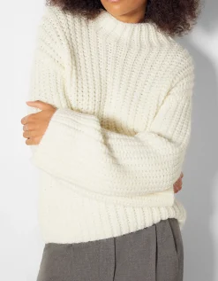 BERSHKA Jersey cuello perkins Blanco New