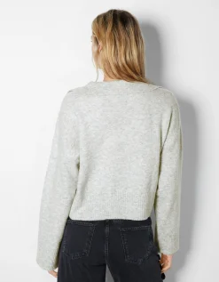 BERSHKA Jersey cuello polo Azul Hot